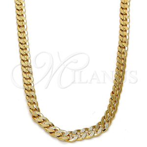 Gargantilla Basica 04.242.0036.30GT Tono Dorado, Diseño de Cubana Pave, Pulido, Tono Dorado (140 Gauge, 05 MM Thickness, 30 Inches Length)