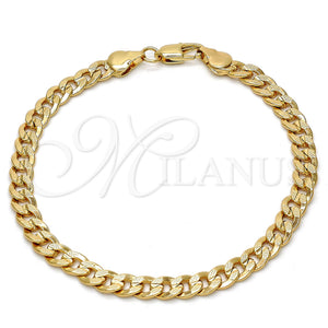 Pulsera Básica 04.242.0037.08GT Tono Dorado, Diseño de Cubana Pave, Pulido, Tono Dorado (160 Gauge, 06 MM Thickness, 8 Inches Length)