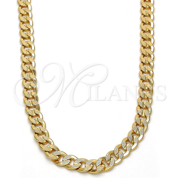 Gargantilla Basica 04.242.0037.28GT Tono Dorado, Diseño de Cubana Pave, Pulido, Tono Dorado (160 Gauge, 06 MM Thickness, 28 Inches Length)