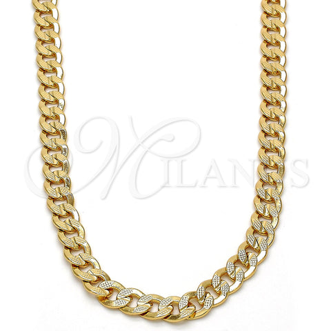 Gargantilla Basica 04.242.0037.30GT Tono Dorado, Diseño de Cubana Pave, Pulido, Tono Dorado (160 Gauge, 06 MM Thickness, 30 Inches Length)