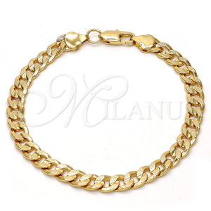 Pulsera Básica 04.242.0038.08GT Tono Dorado, Diseño de Cubana Pave, Pulido, Tono Dorado (180 Gauge, 07 MM Thickness, 8 Inches Length)