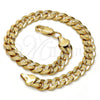 Pulsera Básica 04.242.0039.08GT Tono Dorado, Diseño de Cubana Pave, Pulido, Tono Dorado (200 Gauge, 08 MM Thickness, 8 Inches Length)