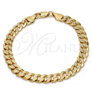 Pulsera Básica 04.242.0039.08GT Tono Dorado, Diseño de Cubana Pave, Pulido, Tono Dorado (200 Gauge, 08 MM Thickness, 8 Inches Length)