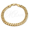 Pulsera Básica 04.242.0039.08GT Tono Dorado, Diseño de Cubana Pave, Pulido, Tono Dorado (200 Gauge, 08 MM Thickness, 8 Inches Length)