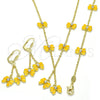 Juego de Arete y Dije de Nino 06.60.0004.2 Oro Laminado, Diseño de Mariposa, con Blanca Cristal, Esmaltado Amarillo, Tono Dorado
