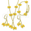 Juego de Arete y Dije de Nino 06.60.0004.2 Oro Laminado, Diseño de Mariposa, con Blanca Cristal, Esmaltado Amarillo, Tono Dorado