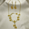 Juego de Arete y Dije de Nino 06.60.0004.2 Oro Laminado, Diseño de Mariposa, con Blanca Cristal, Esmaltado Amarillo, Tono Dorado