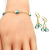 Juego de Arete y Dije de Nino 06.60.0005 Oro Laminado, Diseño de Mariquita, con Blanca Cristal, Esmaltado Multicolor, Tono Dorado