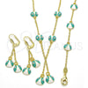 Juego de Arete y Dije de Nino 06.60.0005 Oro Laminado, Diseño de Mariquita, con Blanca Cristal, Esmaltado Multicolor, Tono Dorado