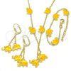 Juego de Arete y Dije de Nino 06.60.0006.2 Oro Laminado, Diseño de Elefante, con Blanca Cristal, Esmaltado Amarillo, Tono Dorado