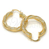 Argolla Mediana 02.170.0132.30 Oro Laminado, Diseño de Torcido y Hueco, Mate, Tono Dorado