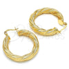 Argolla Mediana 02.170.0132.30 Oro Laminado, Diseño de Torcido y Hueco, Mate, Tono Dorado