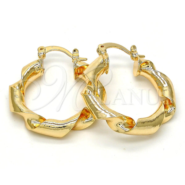 Argolla Mediana 02.170.0134.30 Oro Laminado, Diseño de Torcido, Pulido, Tono Dorado
