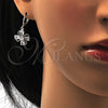 Arete Colgante 02.217.0054.2 Rodio Laminado, Diseño de Flor y Gota, con Zirconia Cubica Blanca, Pulido, Rodinado