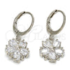 Arete Colgante 02.217.0056.2 Rodio Laminado, Diseño de Flor y Estrella, con Zirconia Cubica Blanca, Pulido, Rodinado