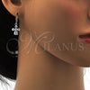 Arete Colgante 02.217.0057.2 Rodio Laminado, Diseño de Flor y Gota, con Zirconia Cubica Blanca, Pulido, Rodinado