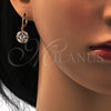 Arete Colgante 02.217.0058 Oro Laminado, Diseño de Flor, con Blanca Zirconia Cubica, Pulido, Tono Dorado