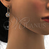 Arete Colgante 02.217.0058 Oro Laminado, Diseño de Flor, con Blanca Zirconia Cubica, Pulido, Tono Dorado