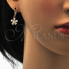 Arete Colgante 02.217.0059 Oro Laminado, Diseño de Flor, con Blanca Zirconia Cubica, Pulido, Tono Dorado