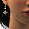 Arete Largo 02.217.0060 Oro Laminado, con Blanca Zirconia Cubica, Pulido, Tono Dorado