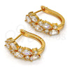 Argolla Huggie 02.217.0023.1.20 Oro Laminado, Diseño de Gota, con Blanca Zirconia Cubica, Pulido, Tono Dorado
