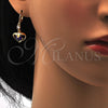 Arete Largo 02.217.0063.3 Oro Laminado, Diseño de Corazón, con Amatista and Blanca Zirconia Cubica, Pulido, Tono Dorado