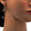 Arete Largo 02.217.0063.3 Oro Laminado, Diseño de Corazón, con Amatista and Blanca Zirconia Cubica, Pulido, Tono Dorado
