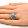 Anillo Multi Piedra 01.217.0001.1.08 Rodio Laminado, con Zirconia Cubica Blanca y Micro Pave Blanca, Pulido, Rodinado (Tamaño 8)