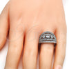 Anillo Multi Piedra 01.217.0001.1.08 Rodio Laminado, con Zirconia Cubica Blanca y Micro Pave Blanca, Pulido, Rodinado (Tamaño 8)