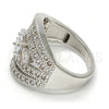 Anillo Multi Piedra 01.217.0001.1.08 Rodio Laminado, con Zirconia Cubica Blanca y Micro Pave Blanca, Pulido, Rodinado (Tamaño 8)