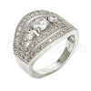 Anillo Multi Piedra 01.217.0001.1.08 Rodio Laminado, con Zirconia Cubica Blanca y Micro Pave Blanca, Pulido, Rodinado (Tamaño 8)