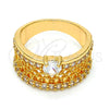 Anillo Multi Piedra 01.217.0002.08 Oro Laminado, con Blanca Zirconia Cubica and Blanca Micro Pave, Pulido, Tono Dorado (Size 8)