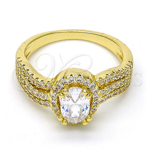 Anillo Multi Piedra 01.99.0065.09 Oro Laminado, con Blanca Zirconia Cubica and Blanca Cristal, Pulido, Tono Dorado (Size 9)