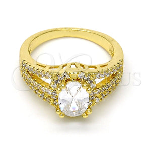 Anillo Multi Piedra 01.99.0070.09 Oro Laminado, con Blanca Zirconia Cubica and Blanca Cristal, Pulido, Tono Dorado (Size 9)