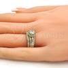 Anillo Solitario 01.99.0075.08 Oro Laminado, Diseño de Doble, con Blanca Zirconia Cubica, Pulido, Tono Dorado (Size 8)