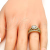 Anillo Solitario 01.99.0075.08 Oro Laminado, Diseño de Doble, con Blanca Zirconia Cubica, Pulido, Tono Dorado (Size 8)