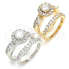 Anillo Solitario 01.99.0075.08 Oro Laminado, Diseño de Doble, con Blanca Zirconia Cubica, Pulido, Tono Dorado (Size 8)