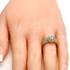 Anillo de Boda 01.99.0076.09 Oro Laminado, Diseño de Doble, con Blanca Zirconia Cubica, Pulido, Tono Dorado (Size 9)