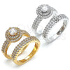 Anillo de Boda 01.99.0076.09 Oro Laminado, Diseño de Doble, con Blanca Zirconia Cubica, Pulido, Tono Dorado (Size 9)