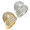 Anillo de Boda 01.99.0080.07 Oro Laminado, Diseño de Doble, con Blanca Zirconia Cubica and Blanca Micro Pave, Pulido, Tono Dorado (Size 7)