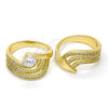 Anillo de Boda 01.99.0080.09 Oro Laminado, Diseño de Doble, con Blanca Zirconia Cubica and Blanca Micro Pave, Pulido, Tono Dorado (Size 9)