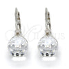 Arete Gancho Frances 02.239.0009.1 Rodio Laminado, Diseño de Disco, con Swarovski Elements Crystal, Pulido, Rodinado