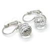 Arete Gancho Frances 02.239.0009.1 Rodio Laminado, Diseño de Disco, con Swarovski Elements Crystal, Pulido, Rodinado