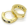 Argolla Huggie 02.99.0029.2.20 Oro Laminado, con Zafiro Azul and Blanca Zirconia Cubica, Pulido, Tono Dorado
