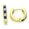 Argolla Huggie 02.99.0029.2.20 Oro Laminado, con Zafiro Azul and Blanca Zirconia Cubica, Pulido, Tono Dorado