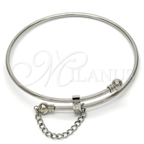 Aro Individual 07.258.0001.05 Acero Inoxidable, Diseño de Amor, con Blanca Cristal, Pulido, Tono Plateado (02 MM Thickness, Size 5 (2.50 Diameter))