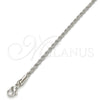 Gargantilla Basica 5.222.036.1.20 Rodio Laminado, Diseño de Rope, Pulido, Rodinado (Grosor 02 MM, 20 Pulgadas de Largo)