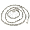 Gargantilla Basica 5.222.036.1.20 Rodio Laminado, Diseño de Rope, Pulido, Rodinado (Grosor 02 MM, 20 Pulgadas de Largo)