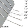 Gargantilla Basica 5.222.036.1.20 Rodio Laminado, Diseño de Rope, Pulido, Rodinado (Grosor 02 MM, 20 Pulgadas de Largo)