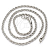 Gargantilla Basica 5.222.035.1.20 Rodio Laminado, Diseño de Rope, Pulido, Rodinado (Grosor 03 MM, 20 Pulgadas de Largo)